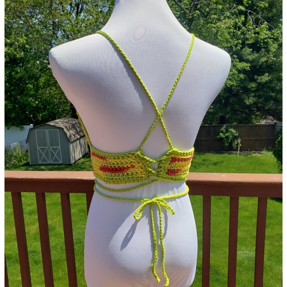 Crop Top Taco Siesta Multi Crochet Festival Cotton C CUP Adjustable Size - Picture 5 of 9